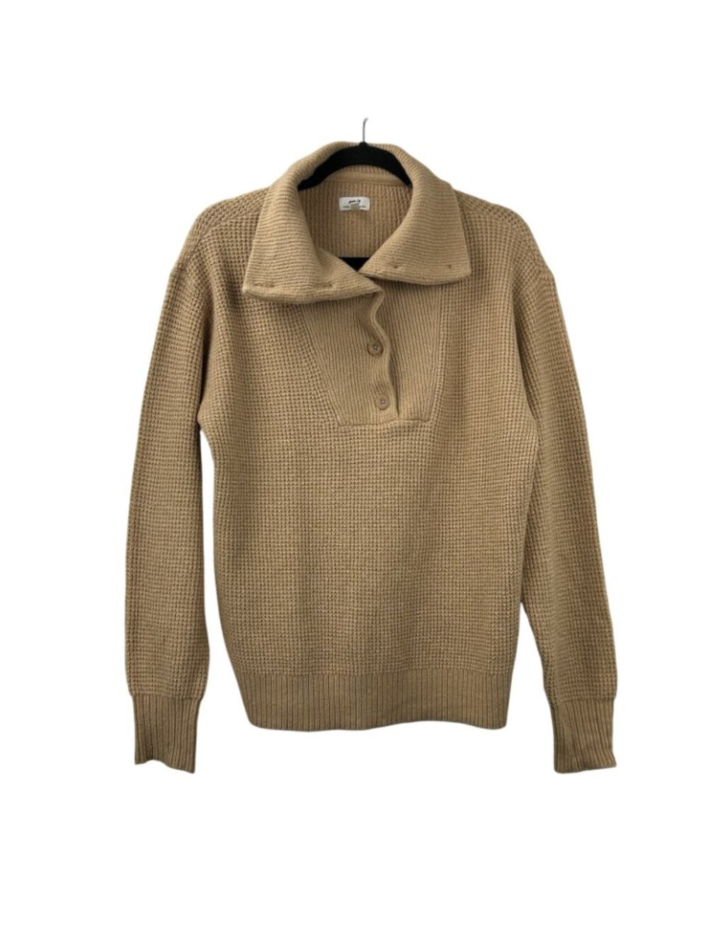 Aerie Oversized Cozy Up Waffle Button Sweater Women’s Size XS Color Tan Beige - Picture 13 of 16